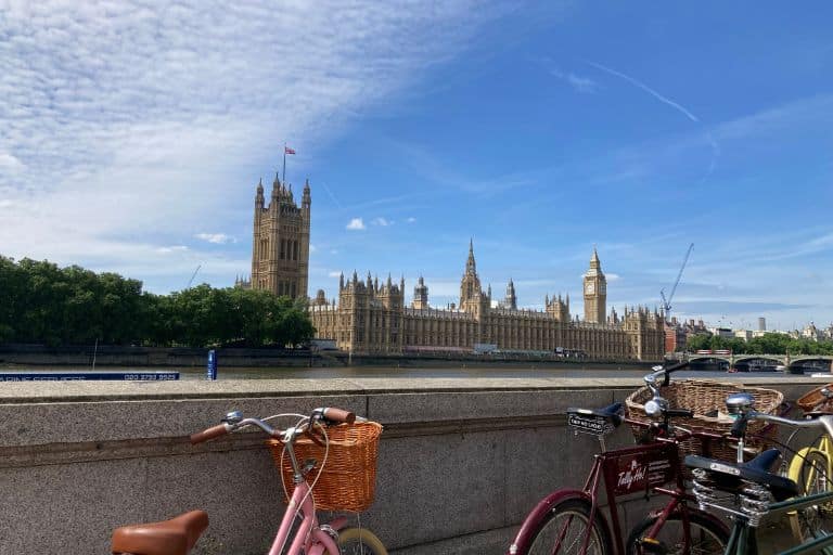 Tally-Ho bikes and Houses of Parliament London