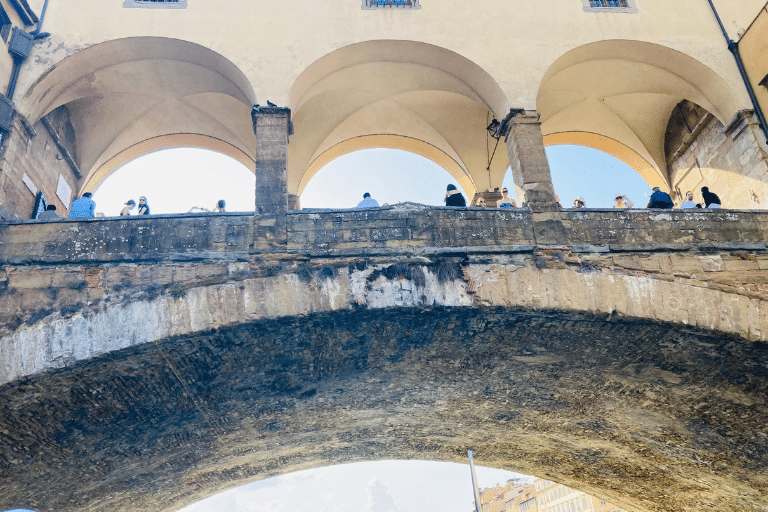 A close up view of the Ponte Vecchio in Florence.